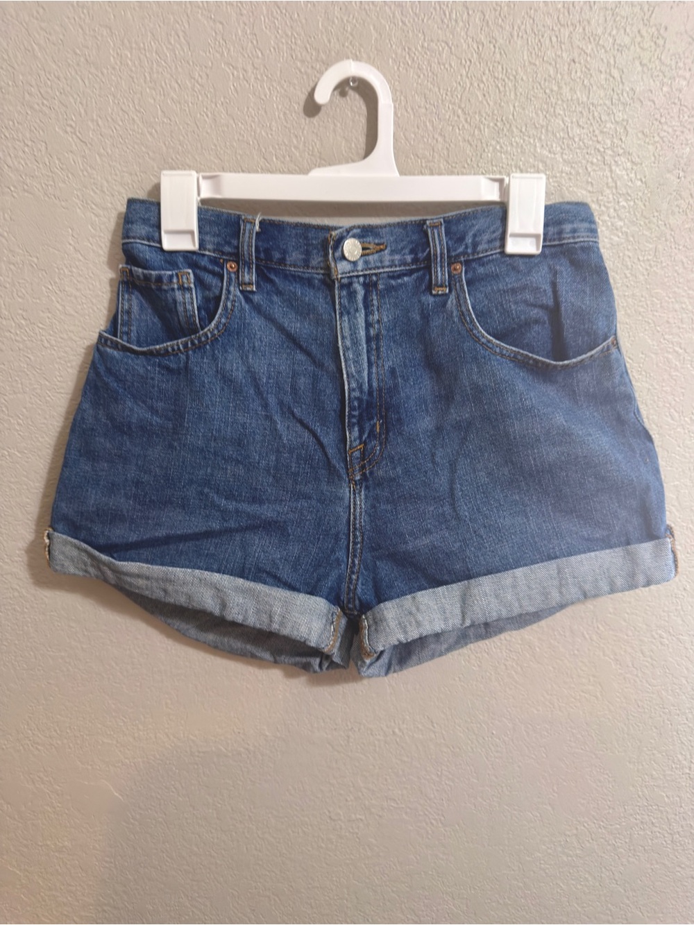 BDG Rolled-Hem Dark Blue Denim Shorts
